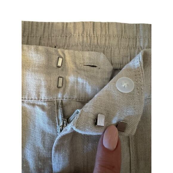 Athleta Voyager Pants Natural Beige 100% Linen Tapered Size 12 Coastal - Picture 4 of 8